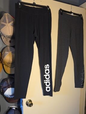 Adidas Womens Black Leggings with White Logo